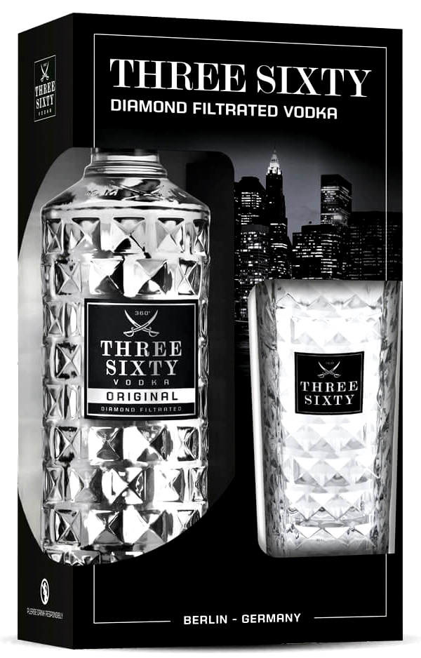 Three Sixty Vodka 0.7l +pohár DRS